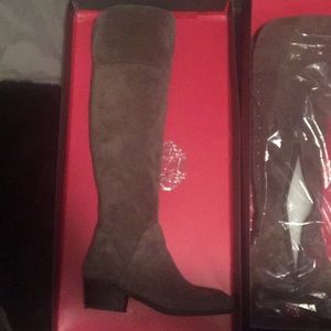 Vince Camuto taupe suede calf boot